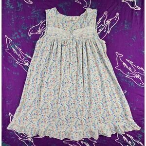 Eileen West Nightgown Womens Sleeveless Chemise Ditsy Floral Lace M